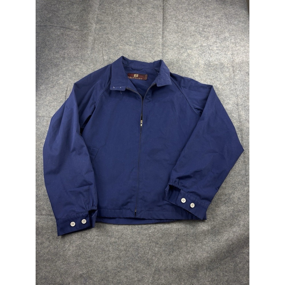VTG 90s NORDSTROM Blue Structured Full Zip Collared Crop Jacket Navy Men's M SEE